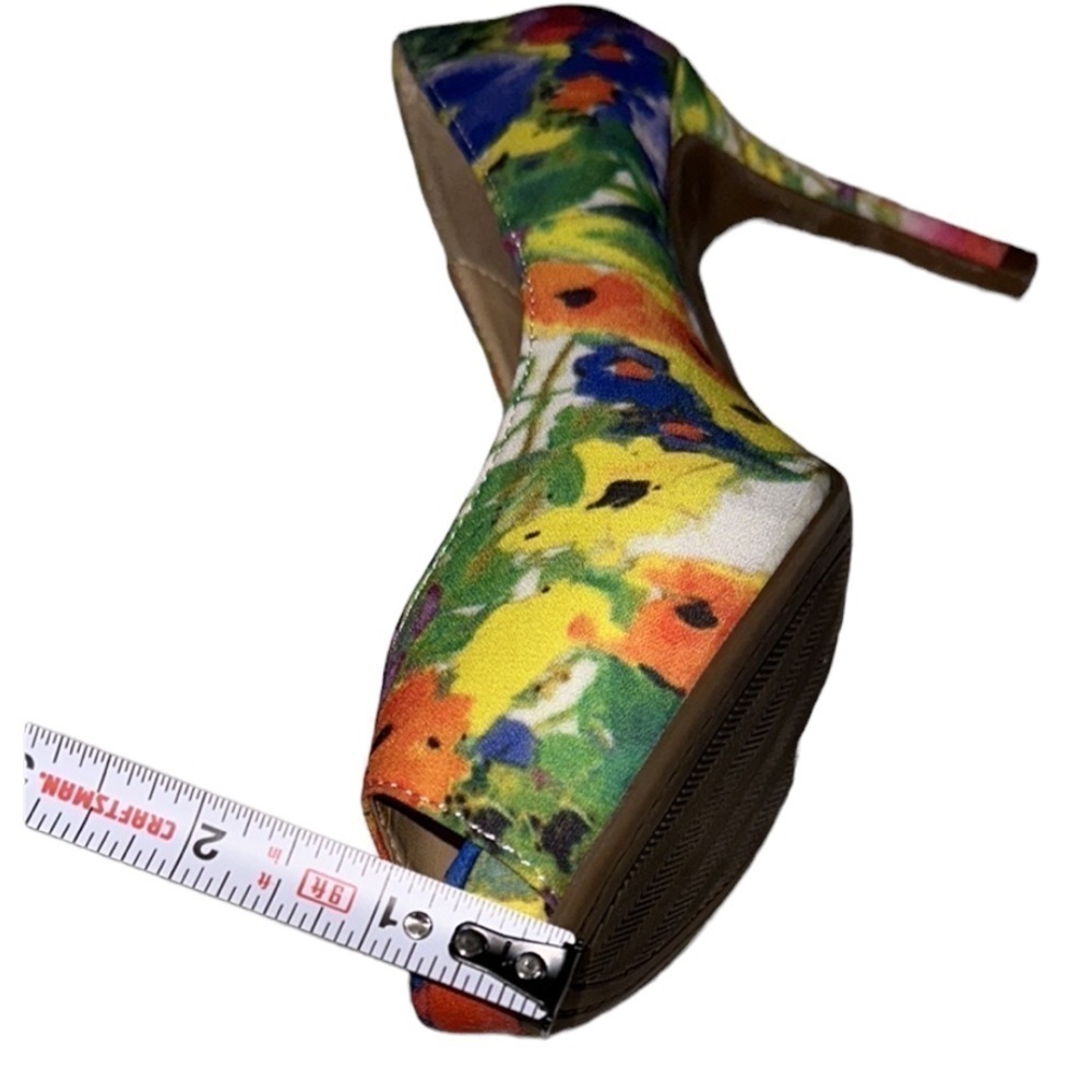 EUC Liz Claiborne Floral Peep Toe Pumps With Hidden Platform For Comfort, Sz 6.5 - Picture 15 of 16